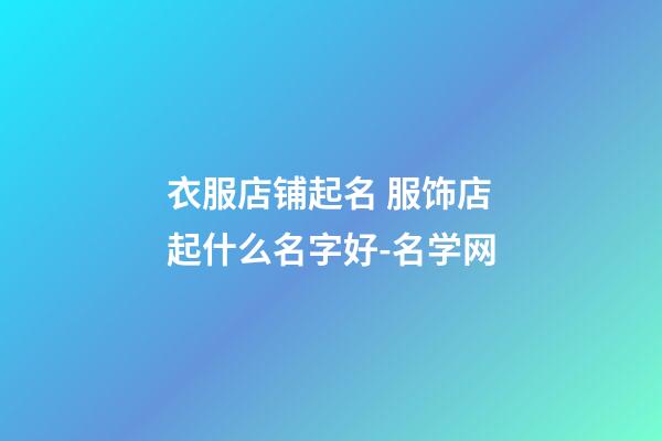 衣服店铺起名 服饰店起什么名字好-名学网